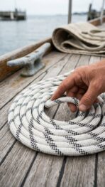 Yüzen örgülü halat iskelede, denizcilik kullanımı
