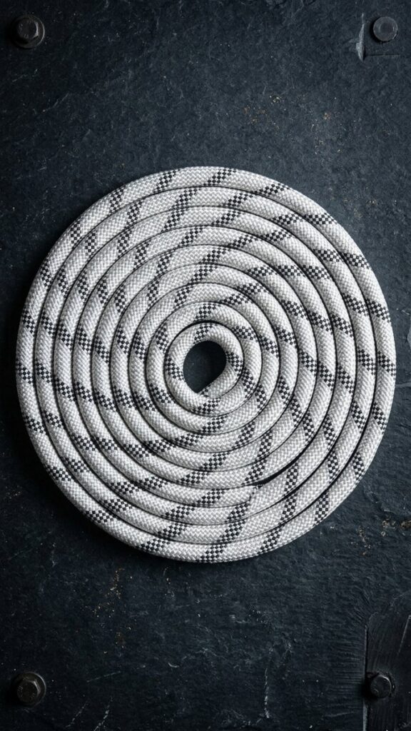 Yüzen örgülü halat üstten spiral görünüm