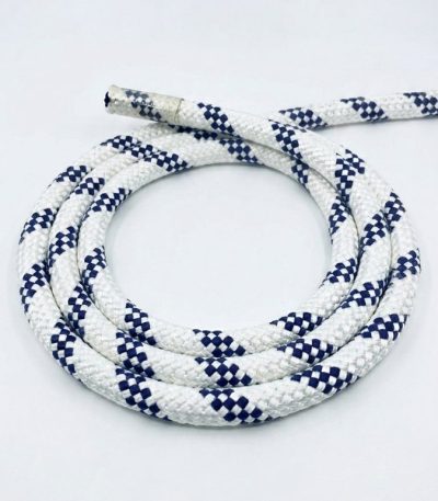 İskota halat, beyaz-lacivert çift örgülü polyester, sarım